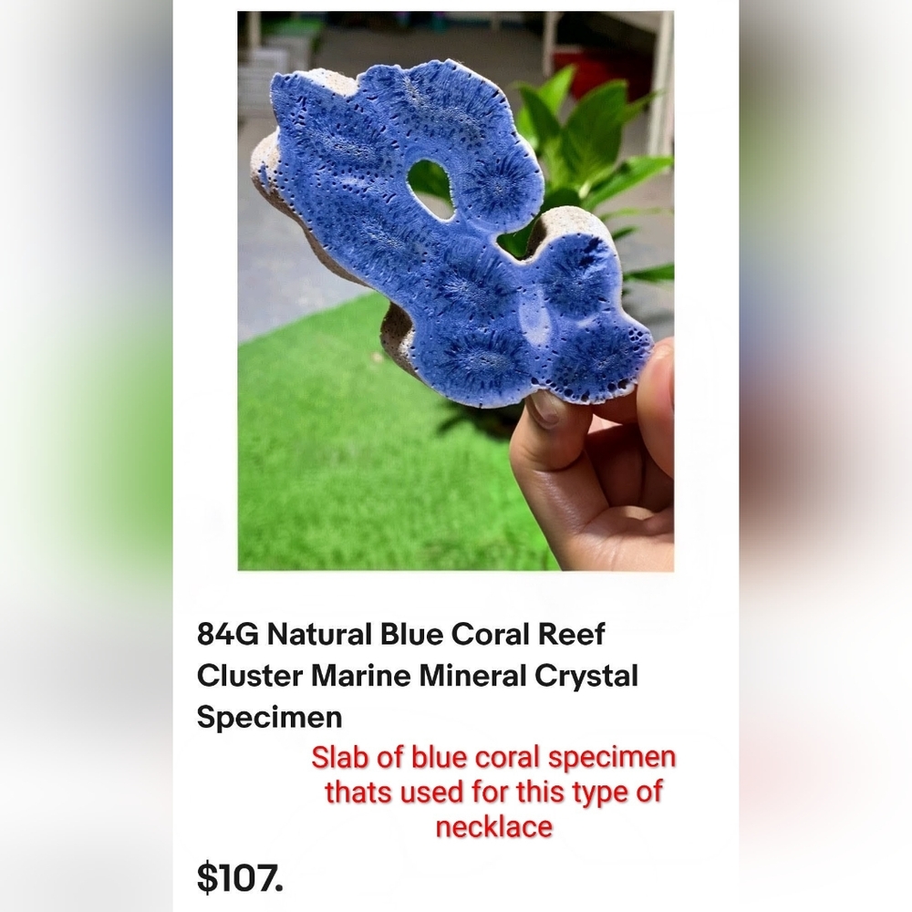 Natural Blue Coral Necklace - Picture 9 of 9